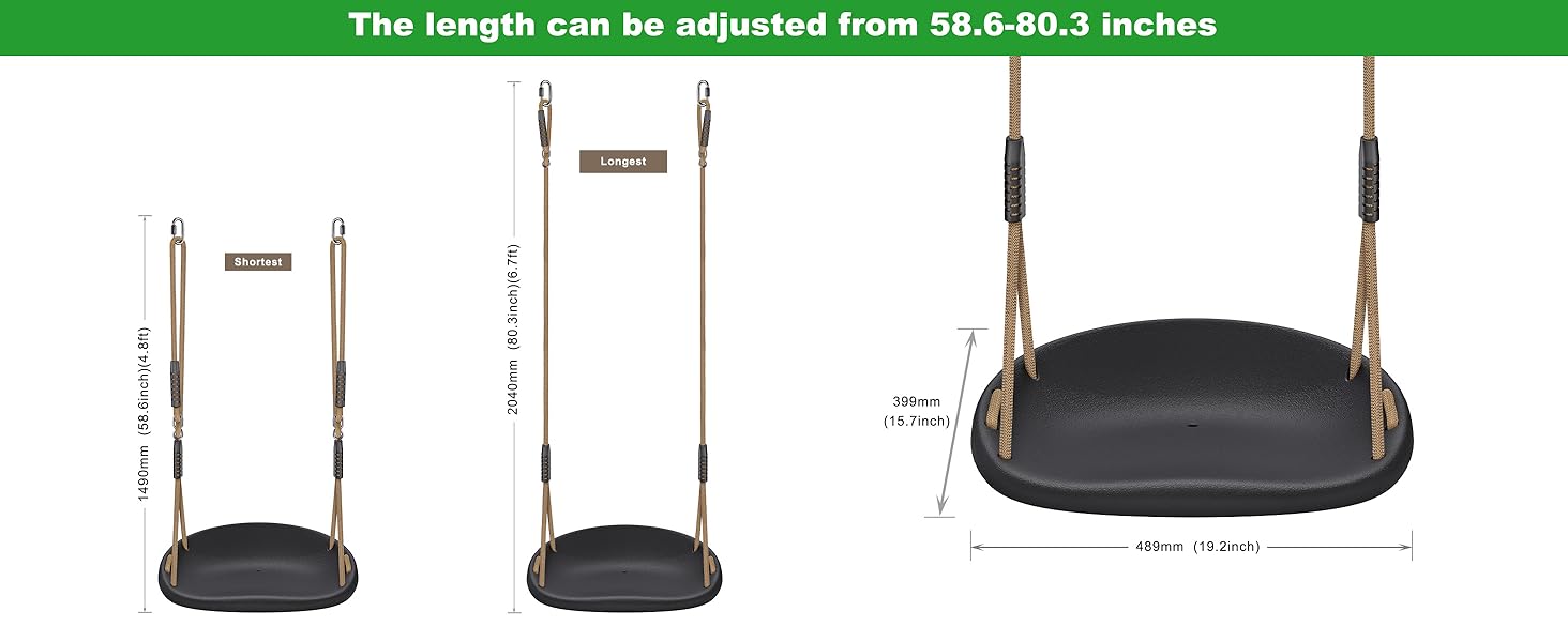 Дитяча гойдалка BeneLabel для дому та вулиці, міцна гума, регульоване положення 130-200 см, мотузка для підлітків/дорослих, зелений колір, 113 кг, комплект 2 шт.