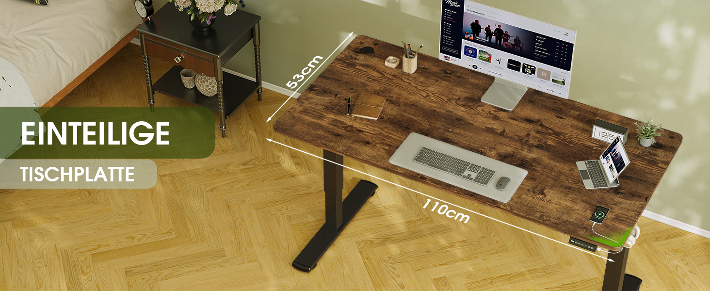 Електричний регульований стіл Flamaker з пам'яттю, ігрова модель, 160 x 60 см (Бежевий+Білий, Вінтажний Коричневий)