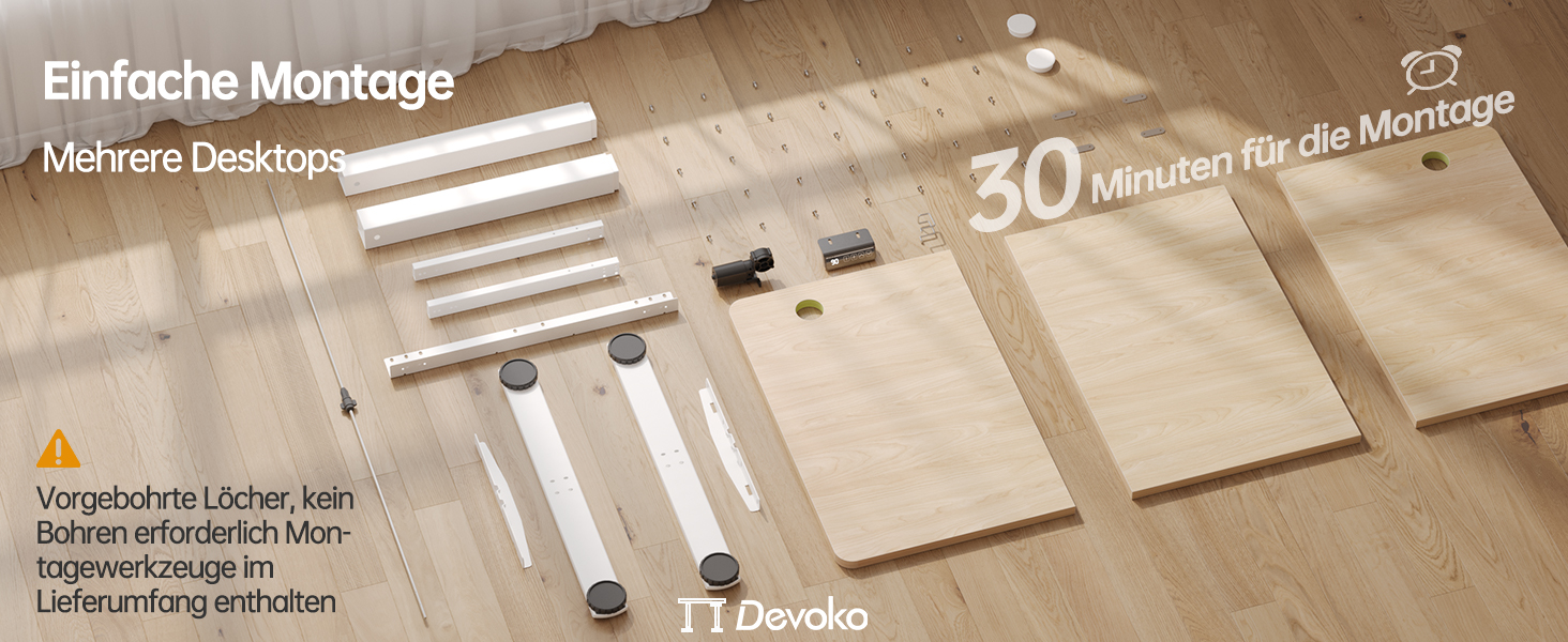 Електричний регульований стіл Devoko 120x60 см: офісний, для комп'ютера, з пам'яттю висоти, стоячий, бежевий