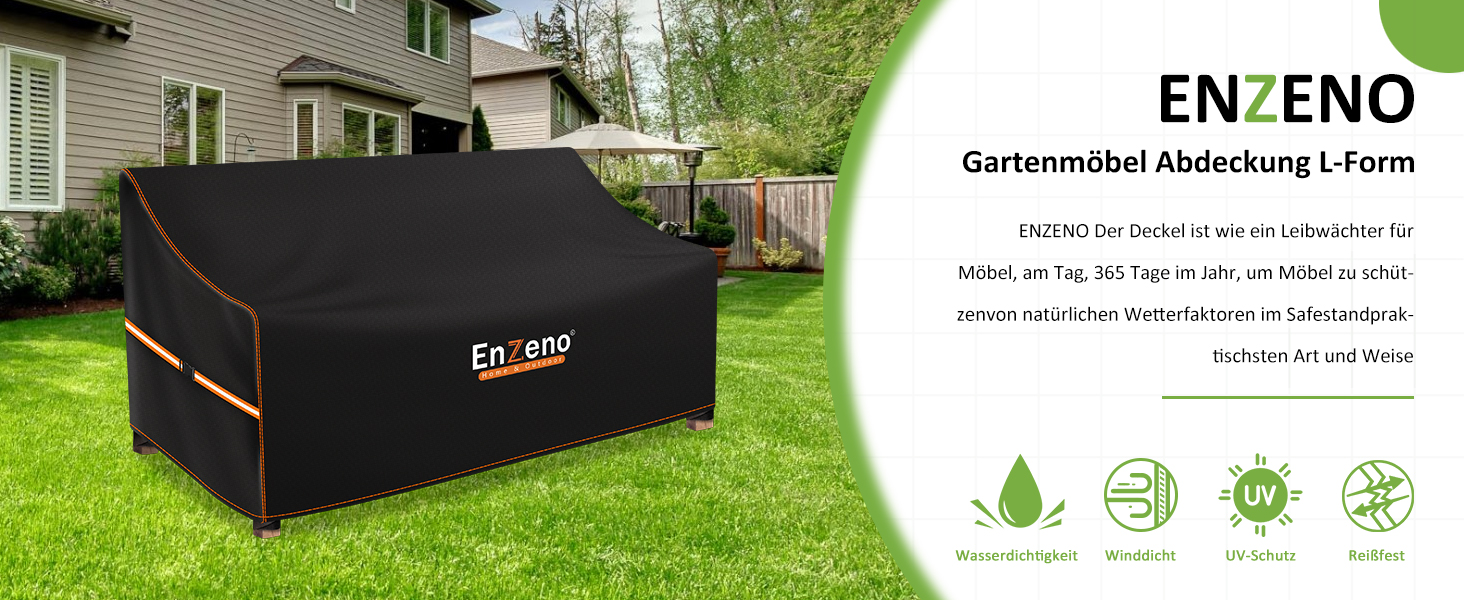Захисний чохол для садовой меблів Enzeno L-подібної форми, водовідштовхуючий та вітростійкий, 255x255x87 см