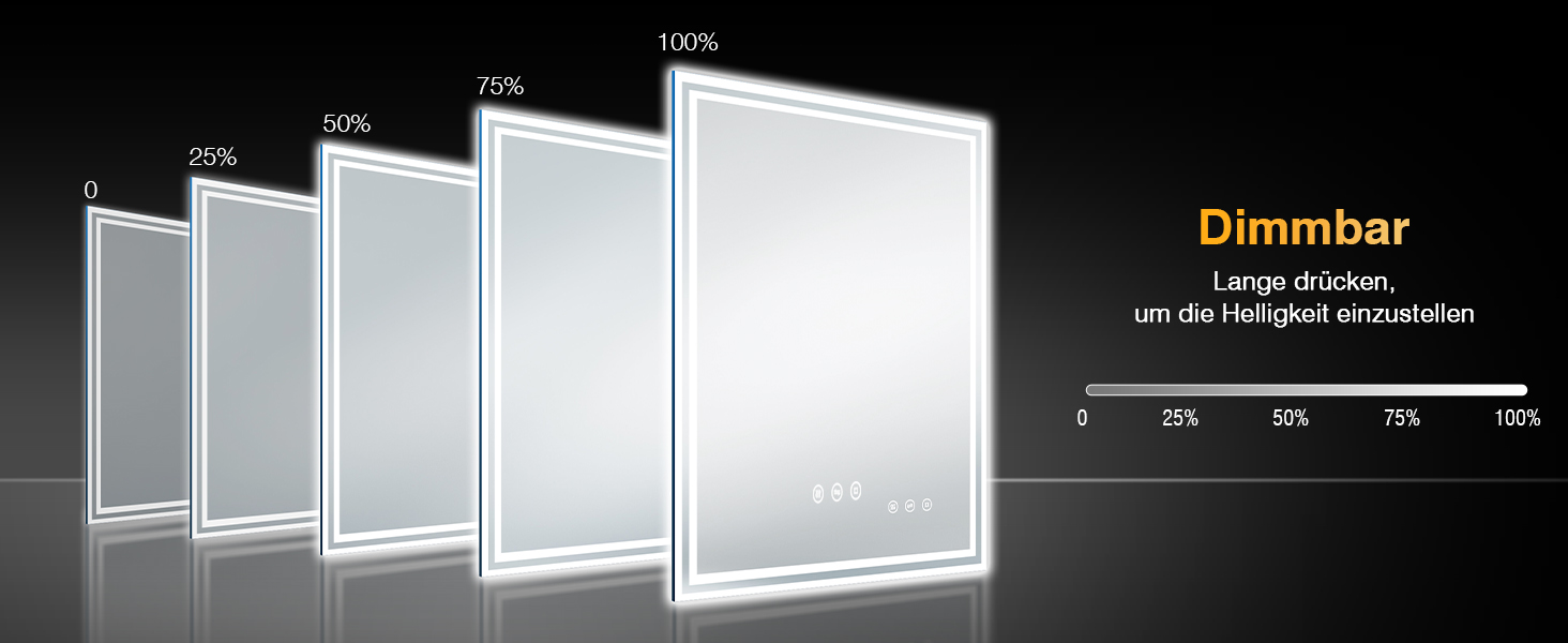 LED дзеркало для ванної кімнати з підсвічуванням 50x70 см, 3 кольори світла, регулювання яскравості, проти запотівання, сенсорне/кнопкове керування