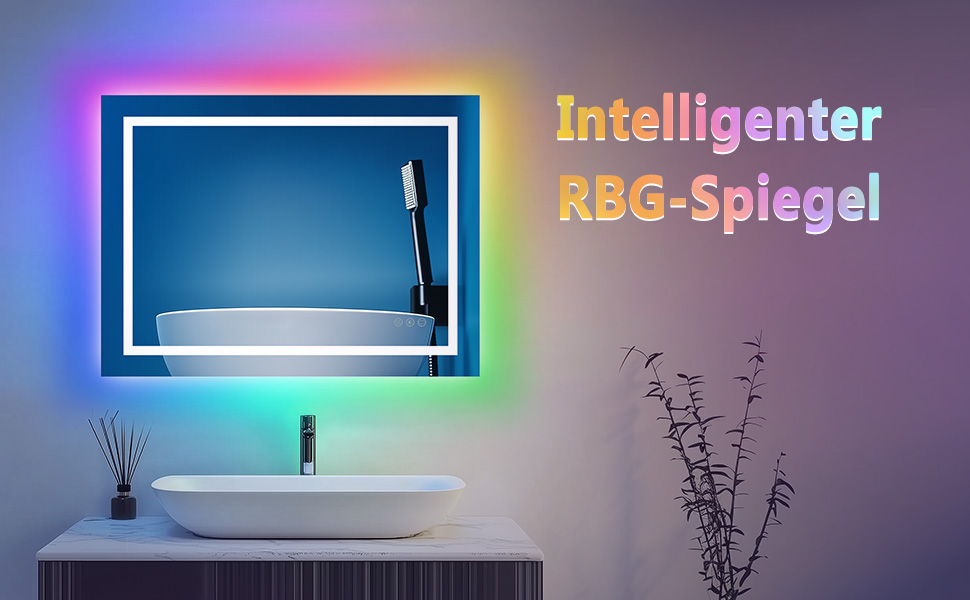 Дзеркало для ванної кімнати зі світлодіодним підсвічуванням 50x70 см, з сенсорним вимикачем