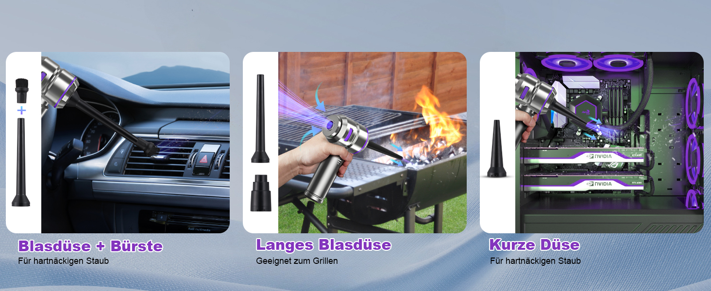 Акумуляторний ручний пилосос 4-в-1 для авто та дому, бездротовий пилосос з потужністю 28000Па та електричним обдувом (3 режими, 24000 об/хв) для прибирання салону, кухні, ПК та диванів