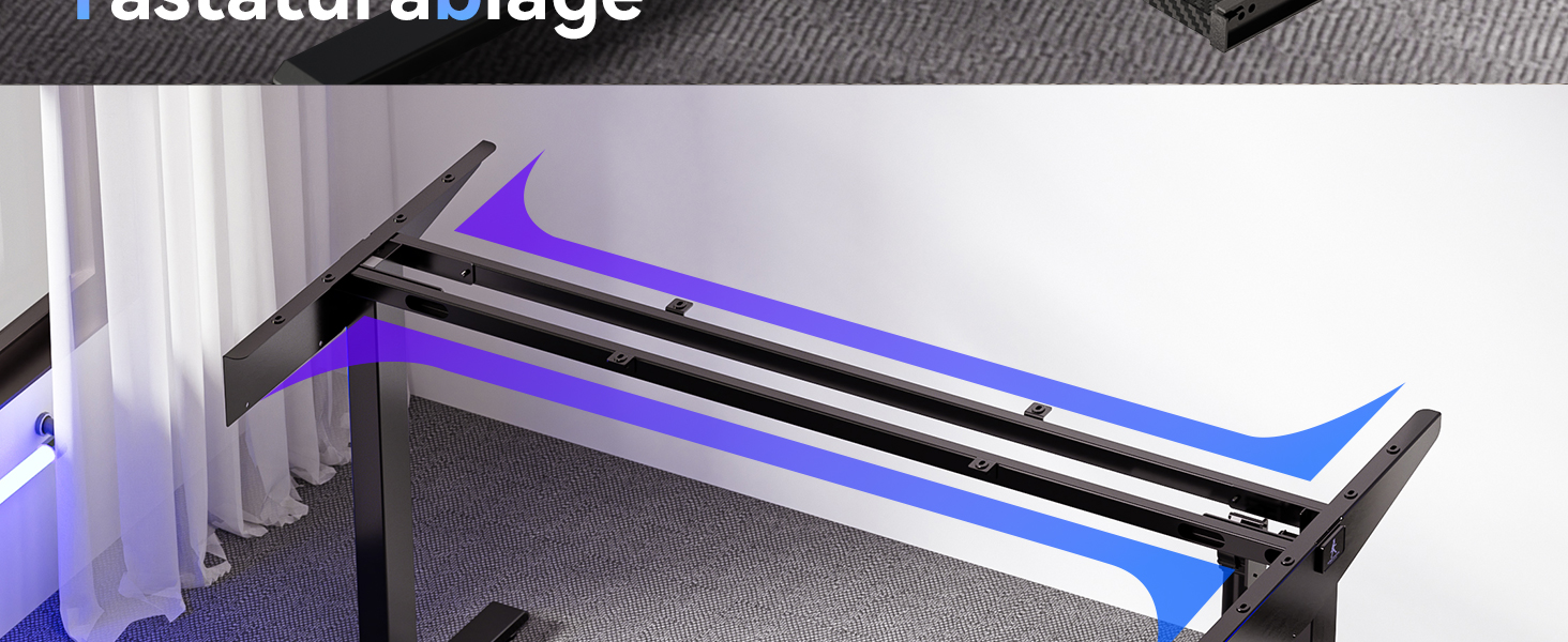 Регульований за висотою стіл Höfer з підставкою для клавіатури, 160x60 см. Стіл для комп'ютера з 2 шухлядами, підставка для монітора для дому/офісу, чорний 160 x 60 см