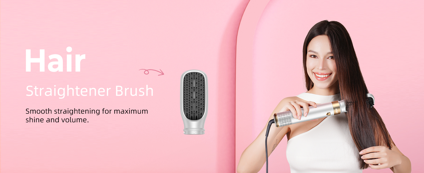 Atopskins Airbrush Haarstyler 5-в-1: Фен-щітка, стайлер для волосся, випрямляч, плойка, об'ємний фен (біло-сірий)