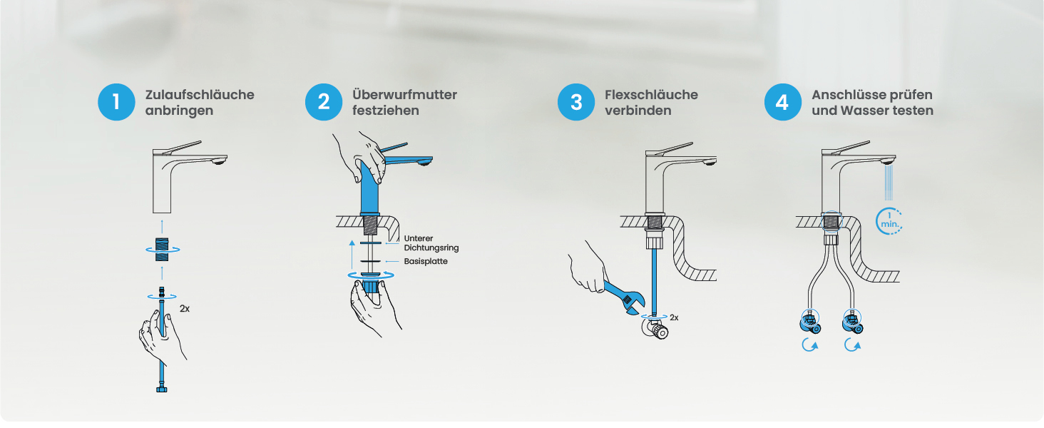 Змішувач для умивальника Bächlein Aldeya чорний матовий, з монтажним комплектом, для накладних умивальників