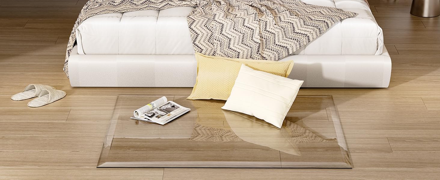 Захисна підкладка під офісний стілець з прозорого скла, 121 x 91 см, з заокругленими краями, для захисту підлоги, підходить для килимових та дерев'яних підлог