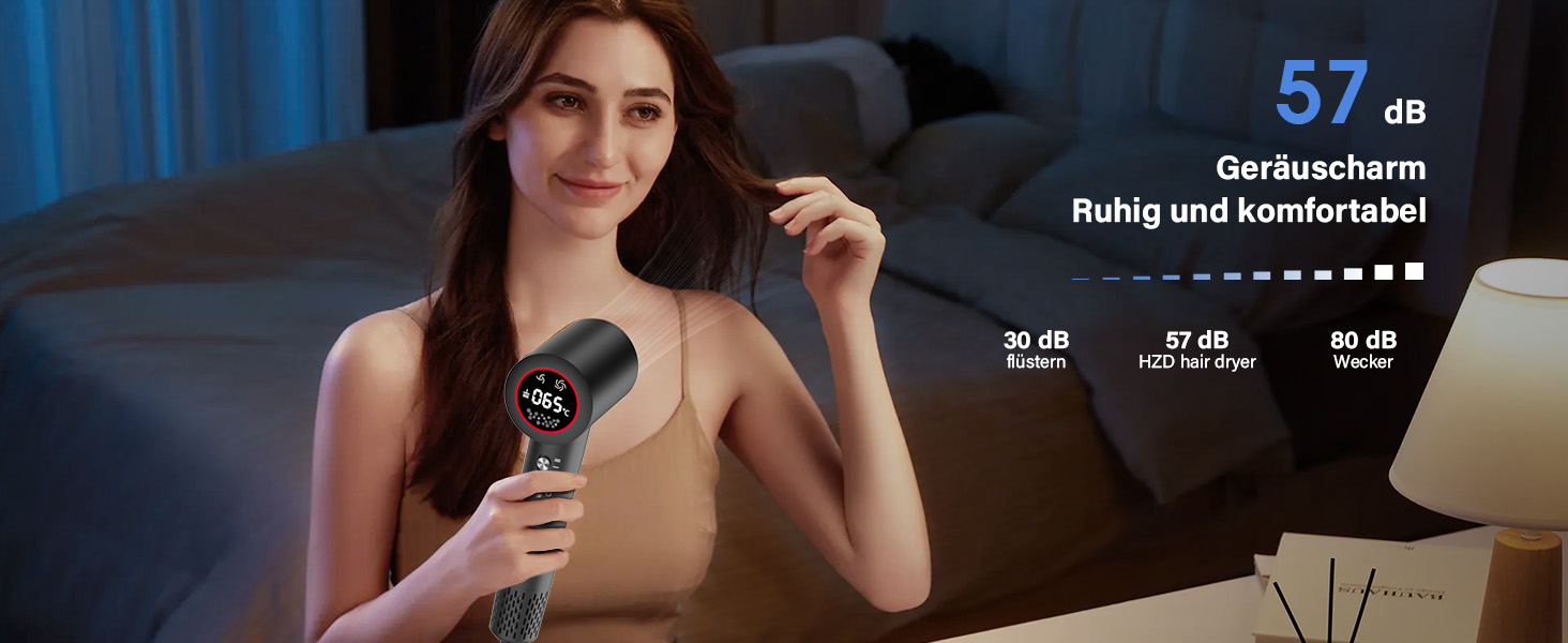 Професійний фен для волосся з дифузором, безщітковий мотор 110 000 об/хв, 400 млн плазмових іонів, низький рівень шуму 57дБ, чорний