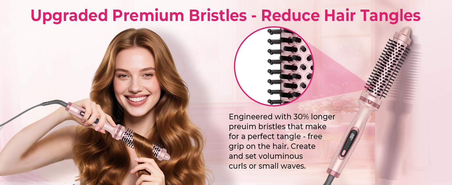 UKLISS Hairstyler 5 в 1: Фен-щітка, стайлер для волосся, плойка, насадки для об'єму та випрямлення (Класичний Рожевий)