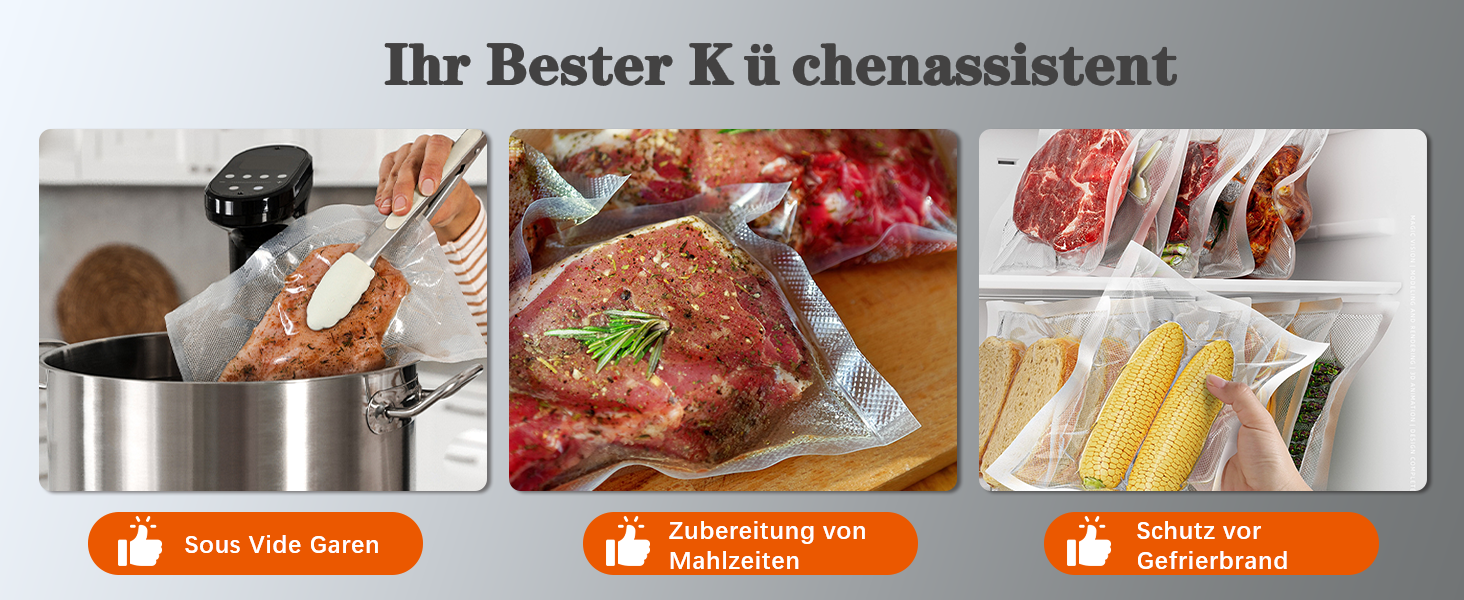 Вакууматор для продуктів 12-в-1 (95 kPa) з подвійним швом, системою Easy-Lock та вбудованим різаком, сріблястий