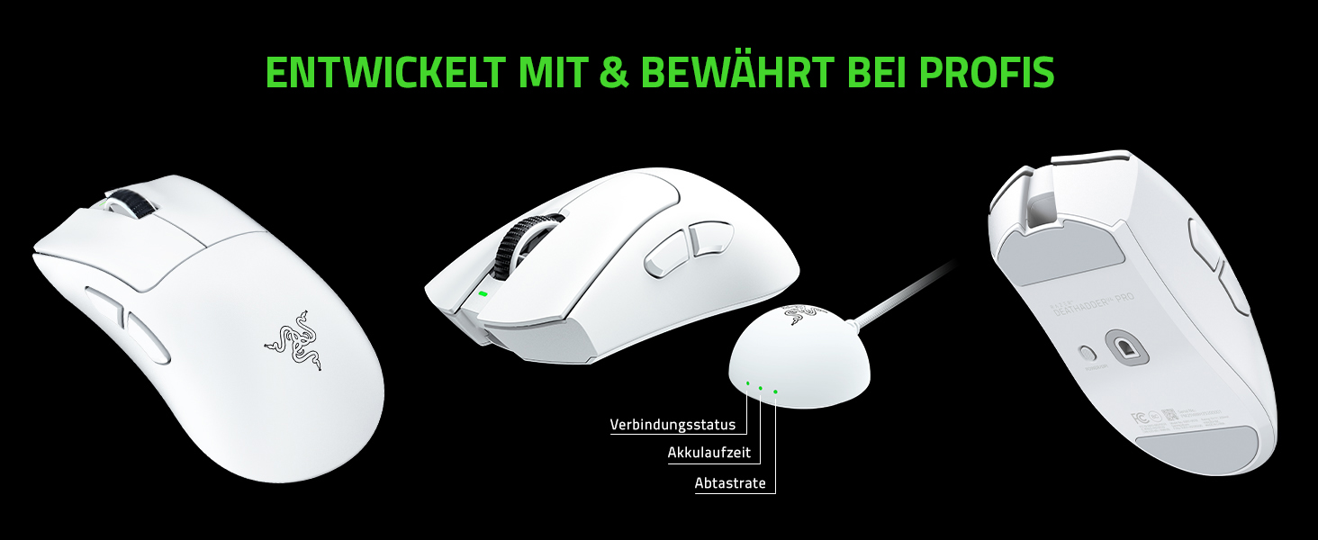 Ігрова бездротова миша Razer DeathAdder V4 Pro White: ергономічна, ультралегка (55г), 26K DPI, HyperSpeed, до 100 годин роботи