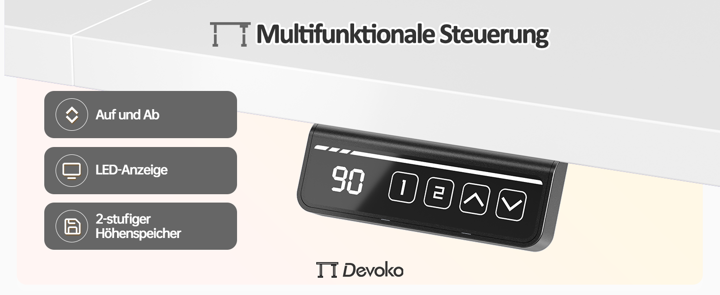 Електричний регульований стіл Devoko 120x60 см: офісний, для роботи, з пам'яттю, стоячи/сидячи