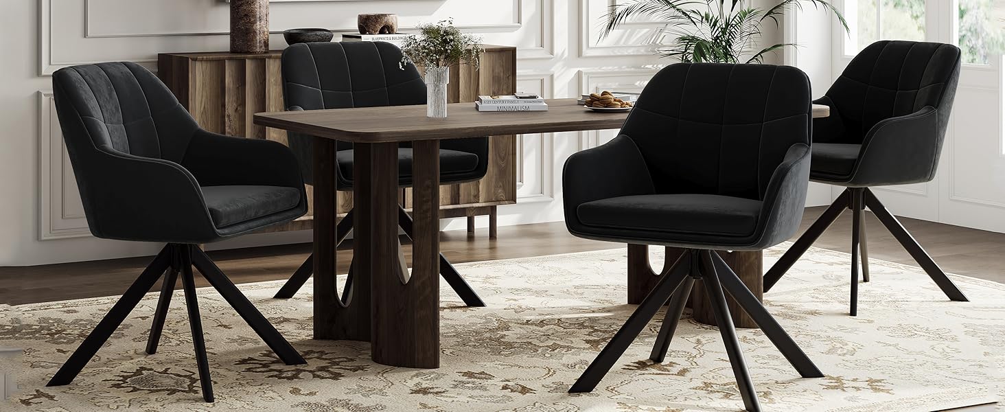 Набір з 2 обертових стільців для їдальні/кухні, бежевий, з підлокітниками, поліестер, металеві ніжки