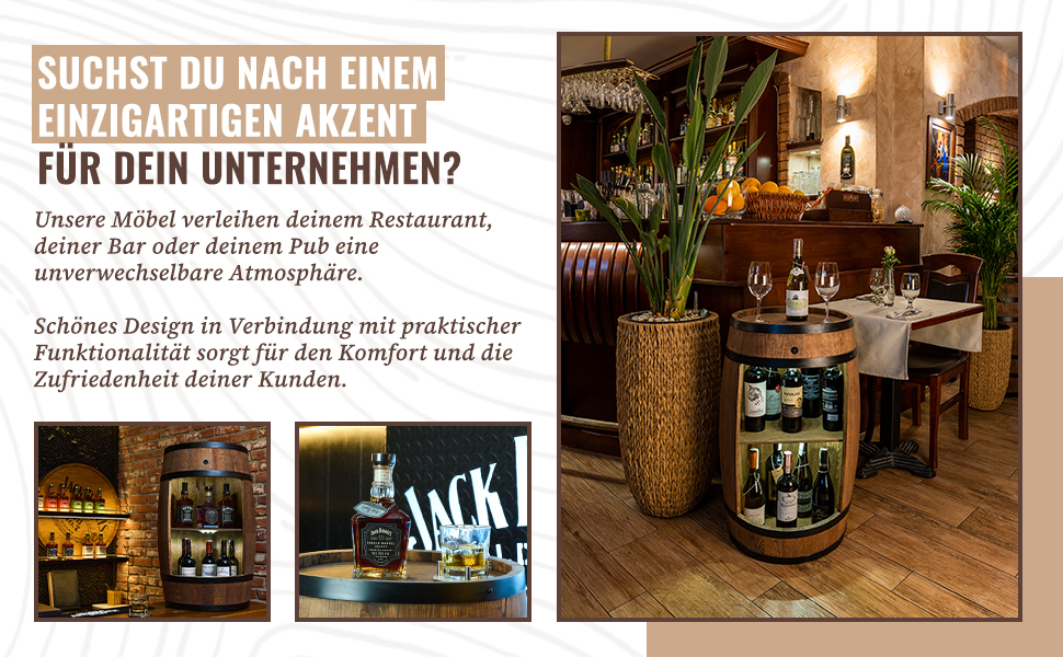 Дерев'яна винна шафа-бар Fass від Creative Cooper з LED підсвічуванням, 80x50 см - Рустичний декор для дому