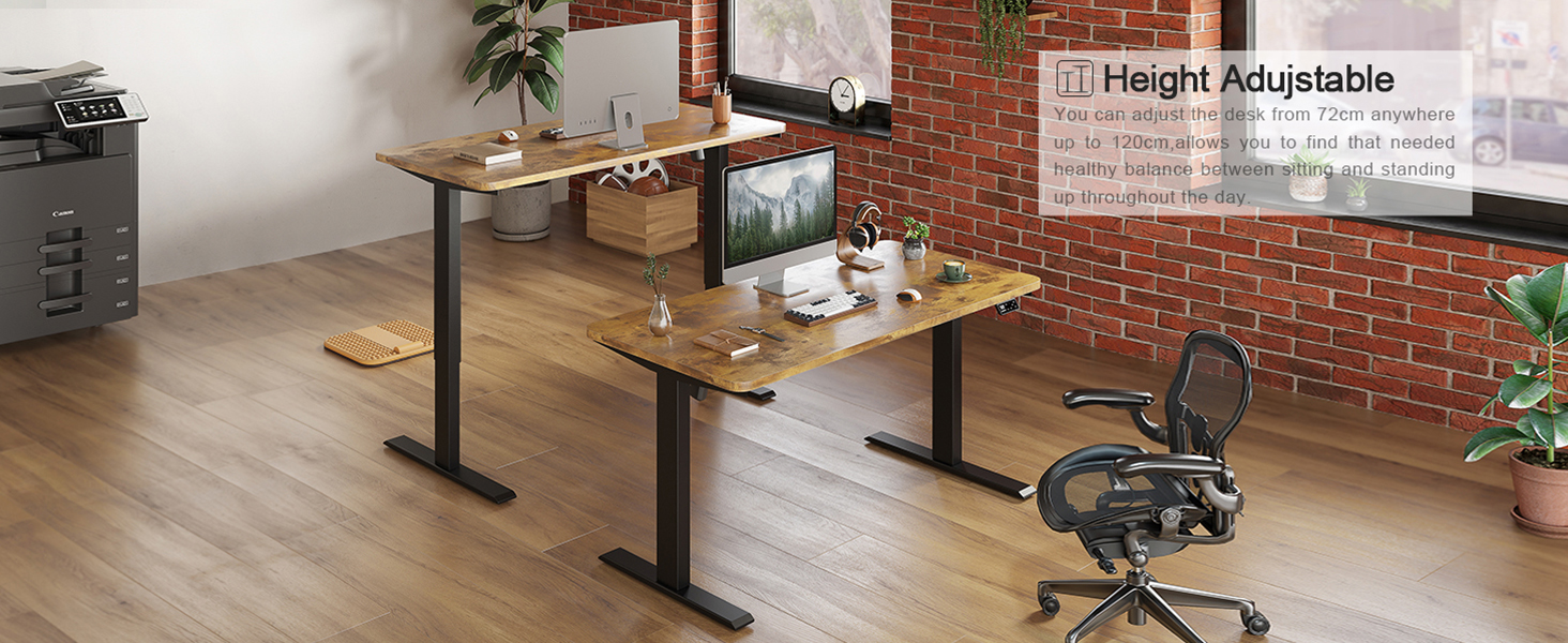 Регульований стіл MAIDeSITe 160 x 80 см з електроприводом та LED-підсвіткою (S1 Pro) сірий + вінтажний коричневий