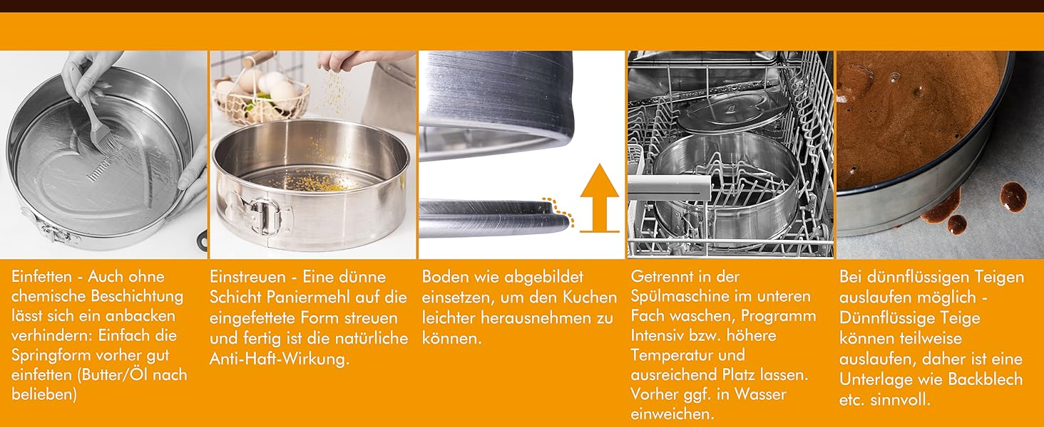 Форма для випічки Edelstahl, роз'ємна, нержавіюча сталь, 25 см, без ПФОА, для миття в посудомийній машині