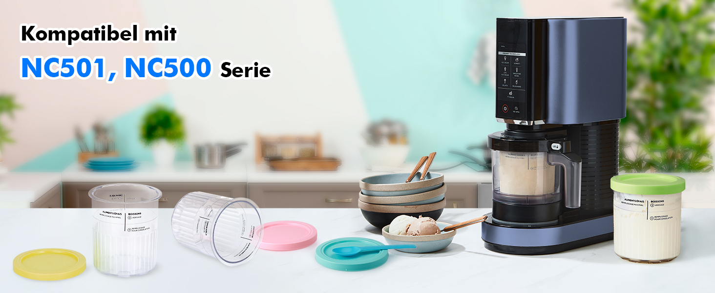 Контейнери для Ninja Creami Deluxe (4 шт) 680 мл, для NC500/NC501, з кришками - аксесуари для морозива