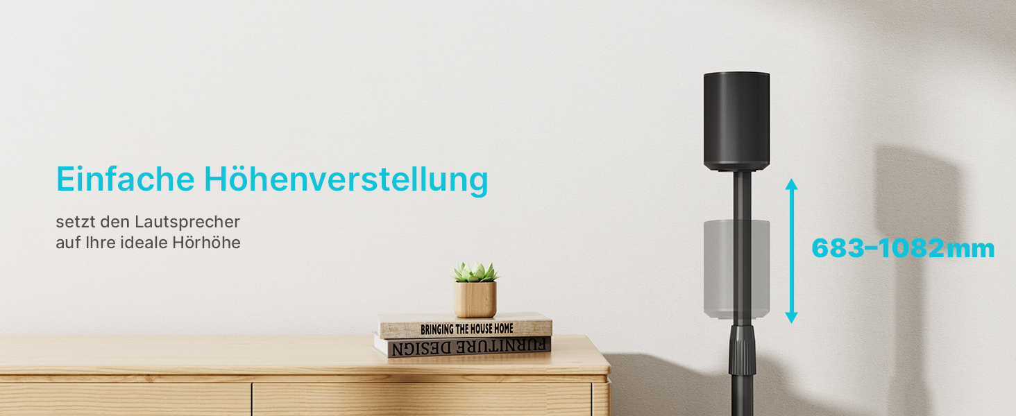 Підставка для колонок PEGZONE, сумісна з SONOS Era 300/100, регульована висота, з кабельною організацією, чорна, 2 шт.