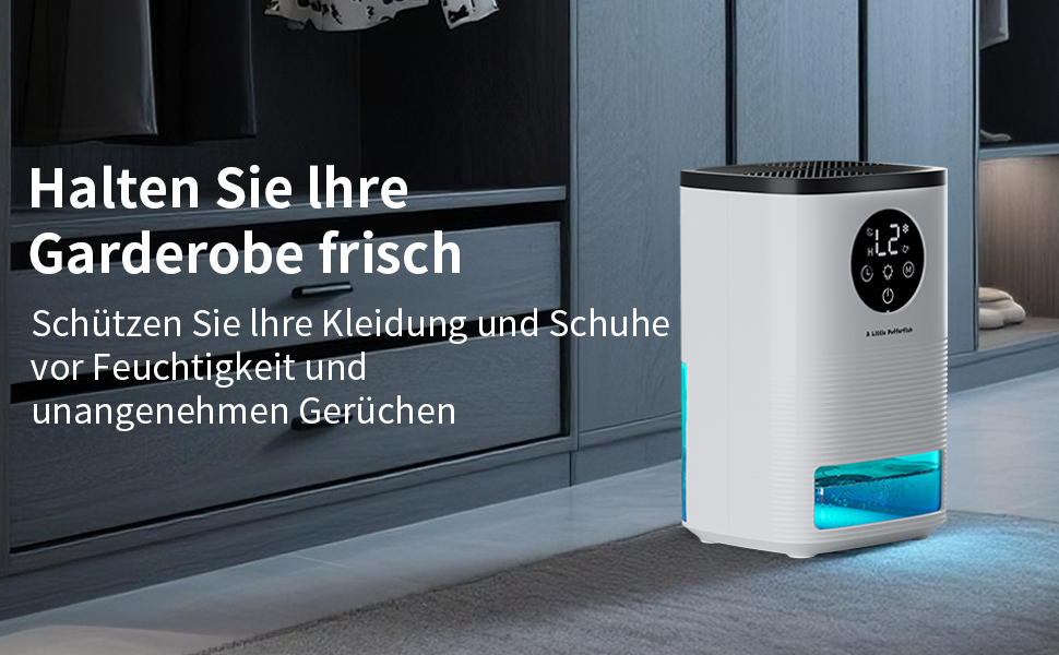 Електричний осушувач повітря 1600 мл, портативний, тихий, з автоматичним вимкненням та 7-кольоровим підсвічуванням для спальні, ванної кімнати та дому