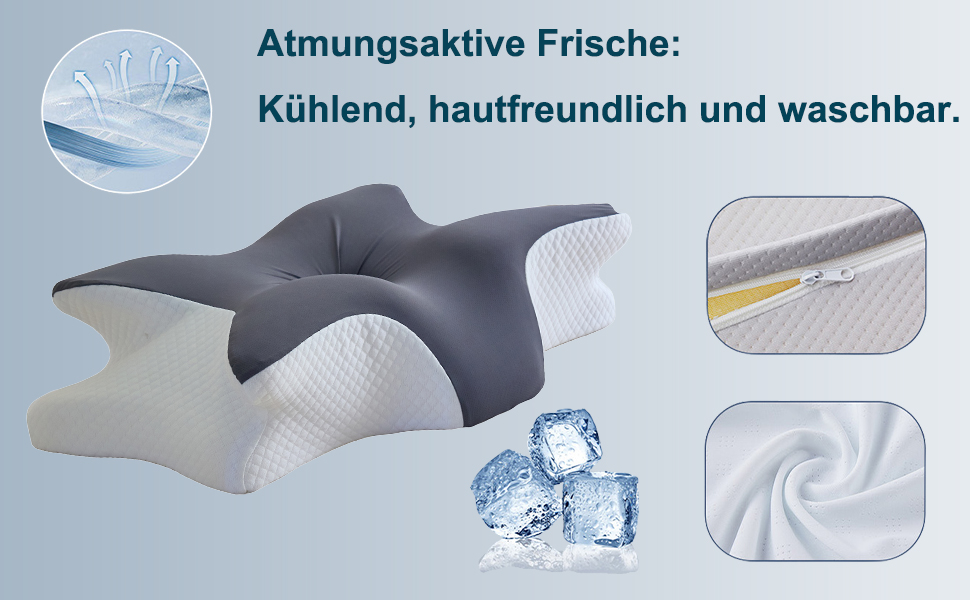 Ортопедична подушка для шиї з піни Memory Foam – підтримка шийного відділу хребта, ергономічна подушка-метелик для сну на боку та спині. При болях у шиї, регульована висота, знімний чохол.