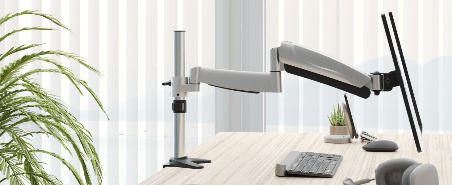 Кріплення для монітора RICOO TS3011 - тримач для одного монітора 13-34 дюймів, VESA 75x75/100x100, газлифт, для кріплення на стіл
