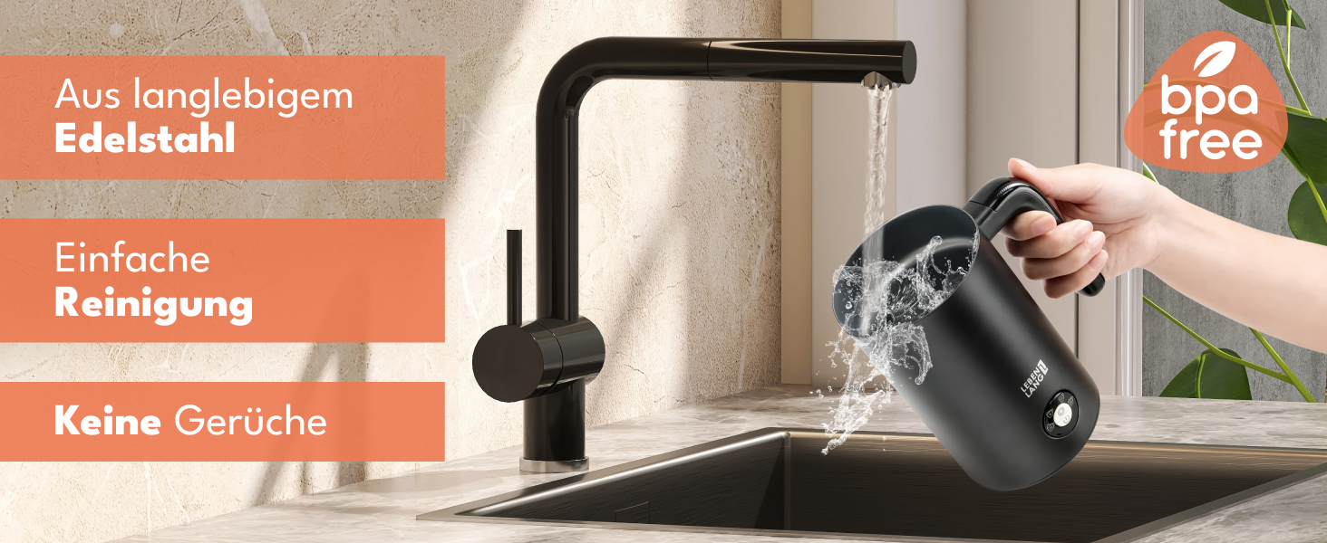 Електричний піноутворювач для молока LEBENLANG - 4 режими, 240 мл, без BPA, з насадкою для збивання