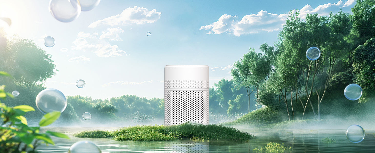 Повітряочисник для спальні KJ1-6 з HEPA H13 фільтром, активованою системою вугільного фільтра, функцією ароматерапії, 360° циркуляцією повітря, нічним світлом та тихим режимом