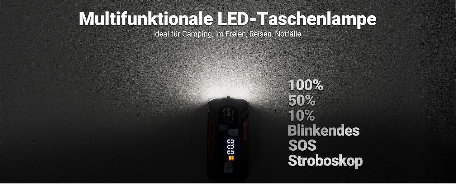 Портативний пусковий пристрій та тестер акумулятора LOKITHOR JT400: 2500A, 12V, для бензинових (8.5L) та дизельних (6.5L) авто
