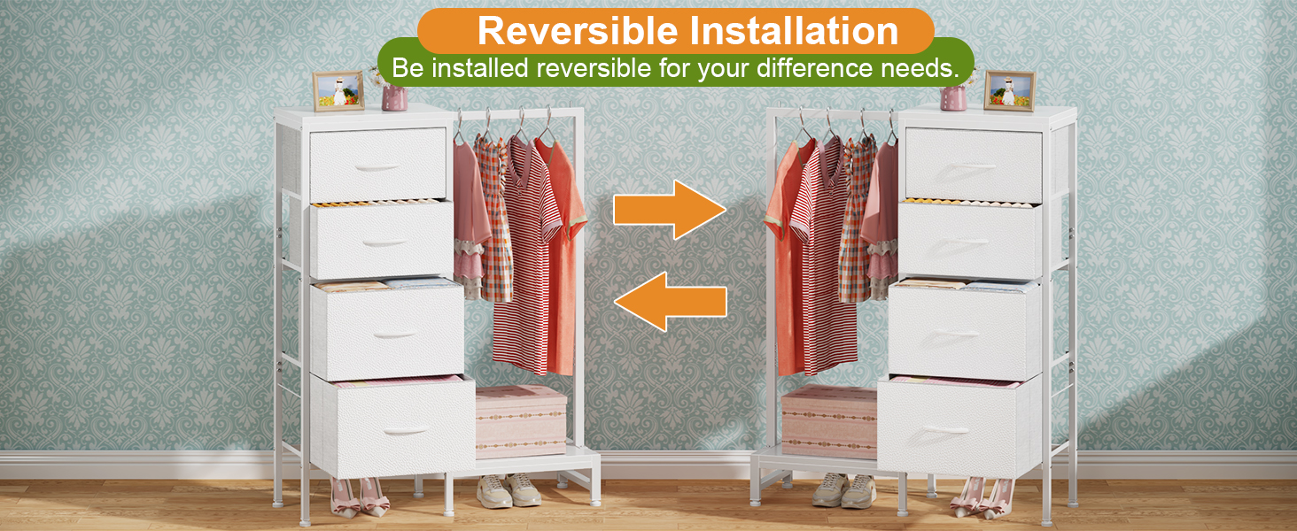 Комод 111 см з 4 висувними ящиками з тканини, полиця для одягу, білий комод для спальні, вітальні, передпокою, шафа для одягу, подарунок, 30T x 76.5B x 111H см (4 ящики), білий