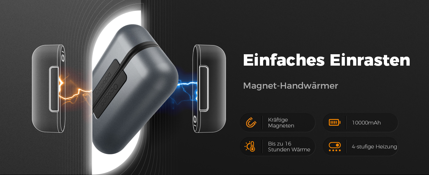 Електричний грілка для рук OCOOPA MagTwins (Рожевий), 10000 mAh, 4 режими нагріву, USB Powerbank, 2 шт.