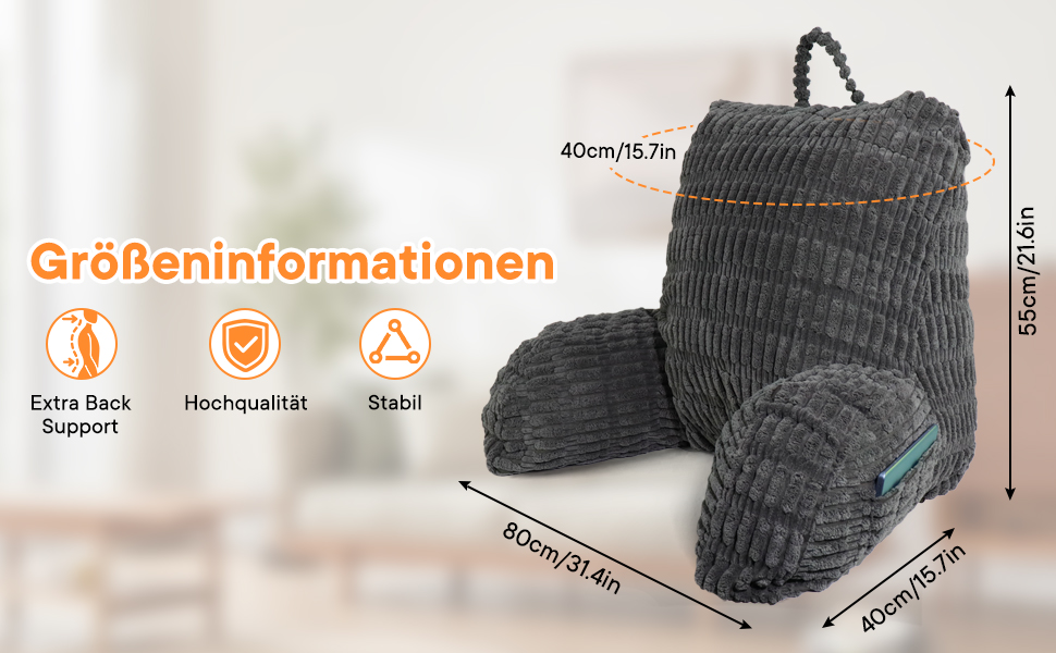 Подушка для читання в ліжко та на диван з підголовником, подушка-крісло для дорослих, м'яке крісло для відпочинку, перегляду телевізора та читання