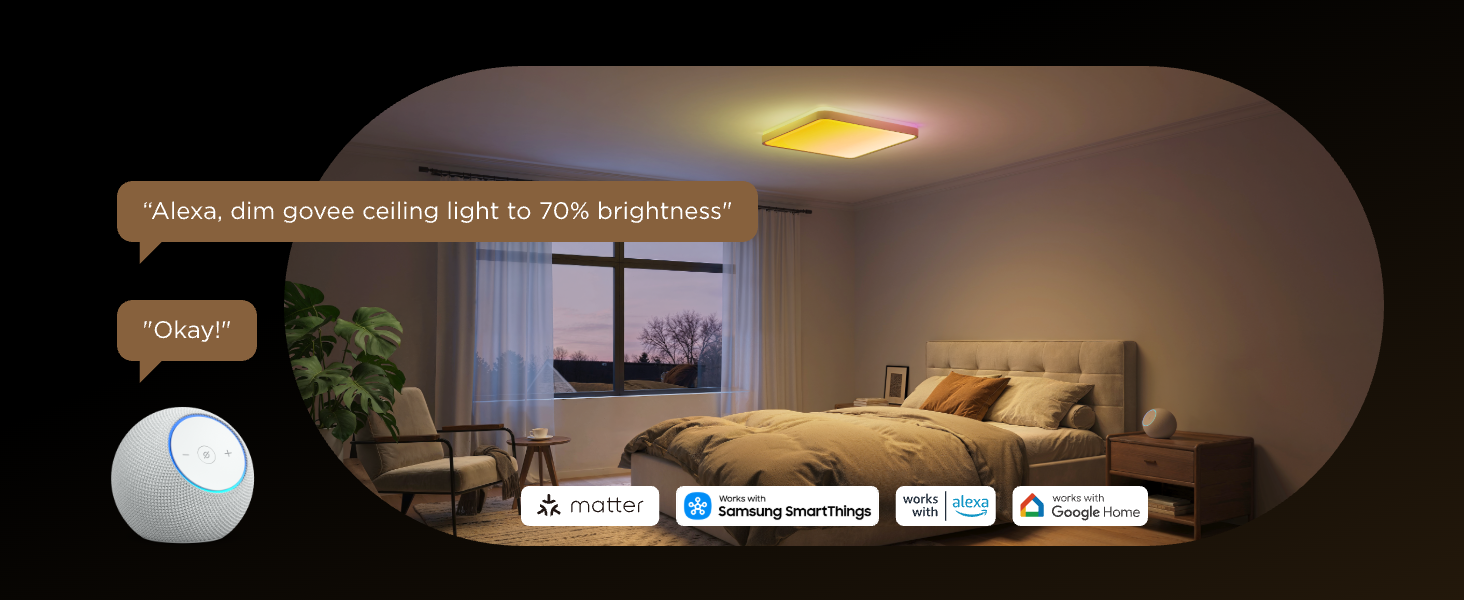 Стельовий світильник Govee RGBICWW Pro LED, 55W, 4800лм, диммований, круглий (45.5 см), розумна підсвітка