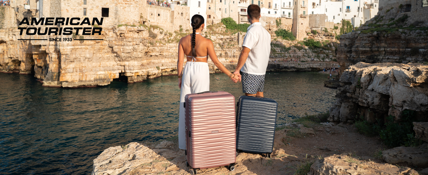 Набір валіз American Tourister Aerotech (3 шт.): ручна, середня, велика, розширювана, з TSA-замком, блакитний (Металевий Navy)