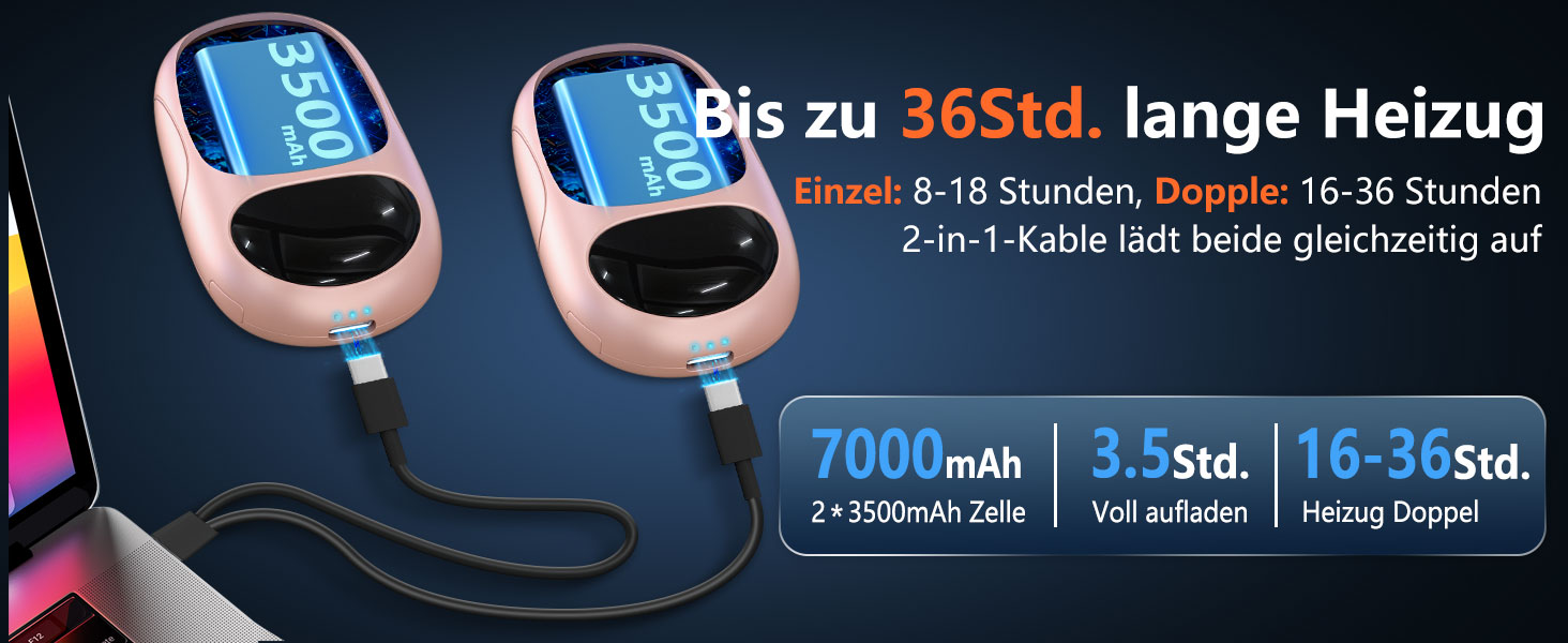 Електричні грілки для рук DDKJ - 2 шт. з LED-дисплеєм та 3 рівнями нагріву. Підзаряджаються, багаторазові, для дітей, чоловіків та жінок.