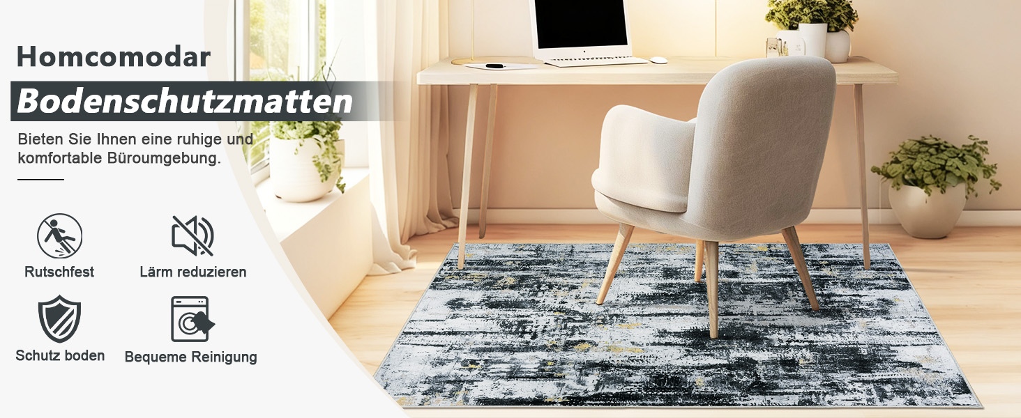 Килимок для підлоги під стілець для твердої підлоги Бохо, килимок для столу, антиковзний килим для офісного стільця (120x150 см, Чорне Золото)