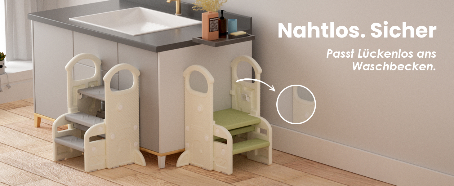 Дитячий тривалий стільчик Hoopyosms з регулюванням висоти, складний, з поручнями, антиковзкий, для ванної та кухні, сірий