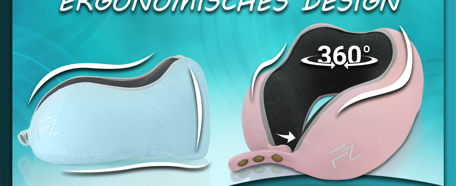 Подушка для шиї FLOWZOOM Comfy - для подорожей (літак, авто) - Memory Foam, регульована, 360° підтримка, дихаючий чохол, чорний (4.2. Comfy Kids S - Рожевий)