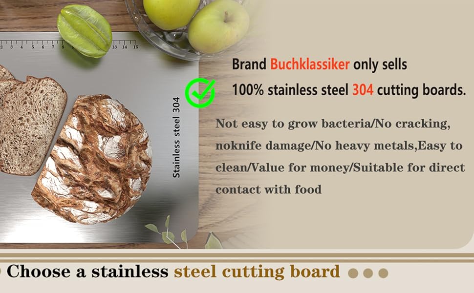 Дошка обробна з нержавіючої сталі 304, 29x20 см - BPA-free, антибактеріальна, для кухні, м'яса, фруктів