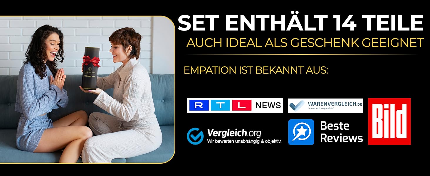 Коктейльний набір Schwarz 14 предметів: шейкер Бостон 825 мл, аксесуари для коктейлів, рецепти, професійний та початківець, подарунковий набір чорний