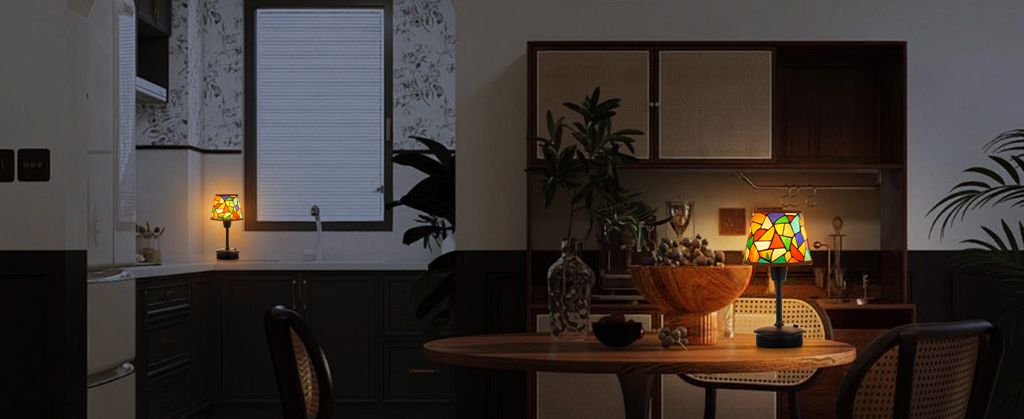 2 шт. Бездротові настільні лампи для обіднього столу з акумулятором 5200mAh, сенсорне регулювання яскравості, портативні лампи для ресторану, вітальні, спальні, бару, їдальні, нічники (багатобарвні, 2 шт.)