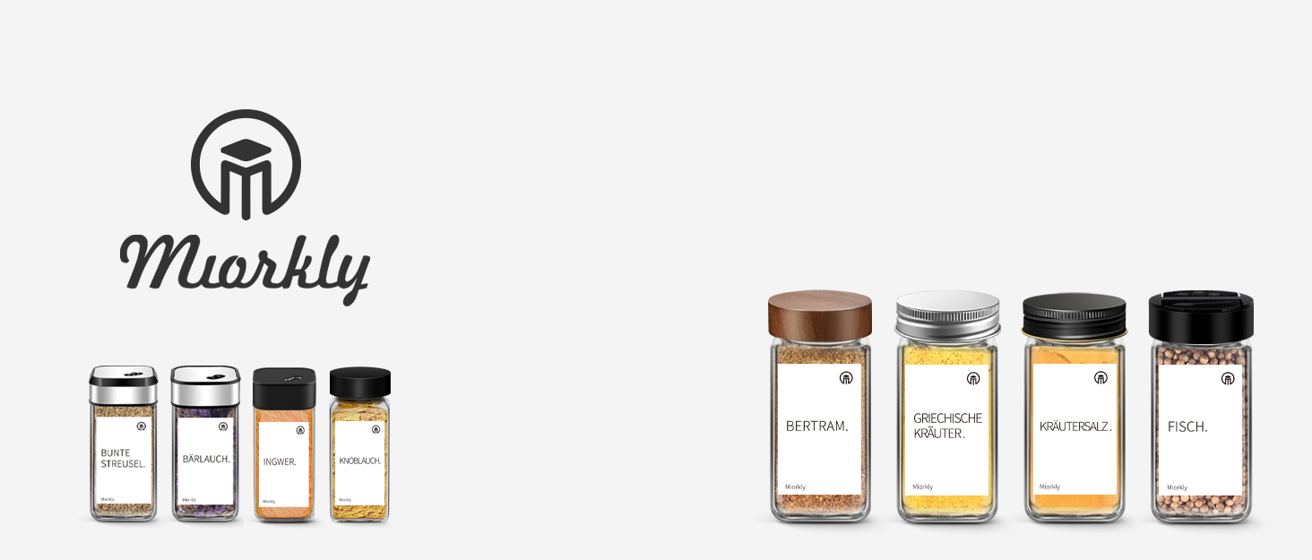 Набір скляних банок для спецій Miorkly 24 шт. з дозатором, 120 мл - органайзер для спецій