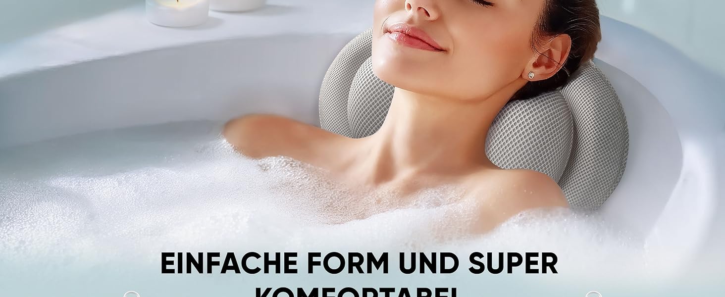 Подушка для ванни XXL преміум-якість сірого кольору | Додаткові подушки для шиї та плечей | Швидковисихаюча, пральна подушка для ванни з 4 великими присосками | Подушка для ванни XX-Large сіра