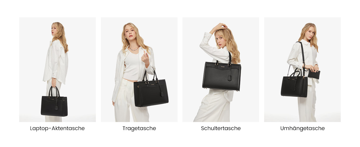 LOVEVOOK Сумка для ноутбука 15.6 дюймів, жіноча, велика, з PU-шкіри, для роботи, навчання, універсальна, чорна