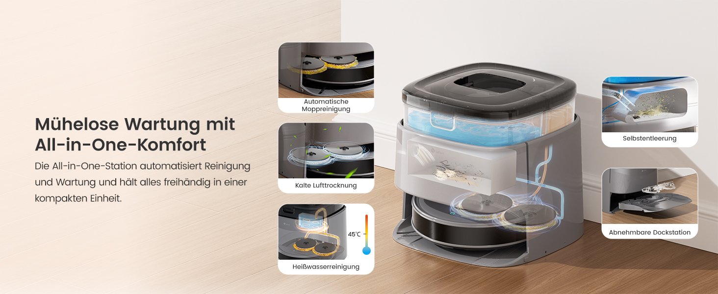 Робот-пилосос LEFANT M3 MAX: 6000Pa, вологе прибирання, лазерна навігація, антизаплутування, керування через додаток та Alexa, для тварин та килимів