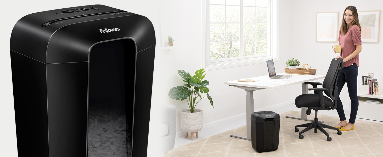 Fellowes Шредер для паперу LX70 (11 листів) з частинковим різанням, 18л кошик, захист від несанкціонованого доступу, чорний