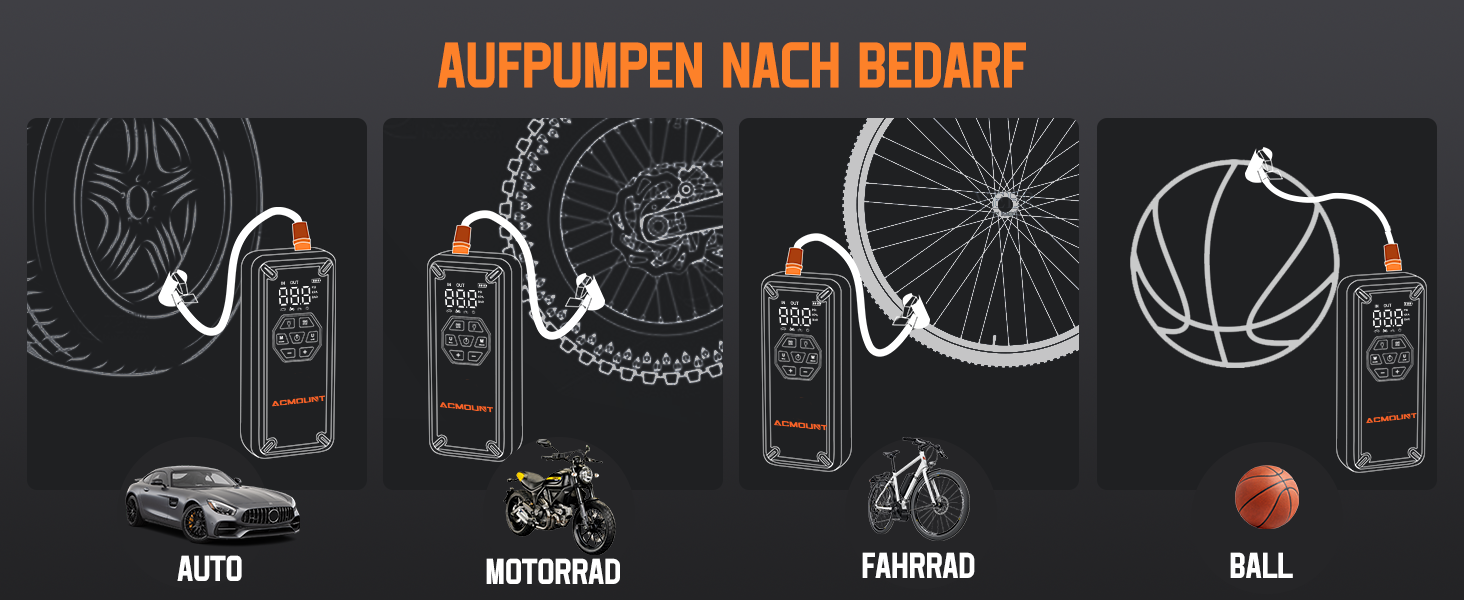 Powerbank для авто Acmount Starthilfe з компресором, 7000A, 150PSI, LCD, LED, для бензинових та дизельних авто (до 9L/8L)