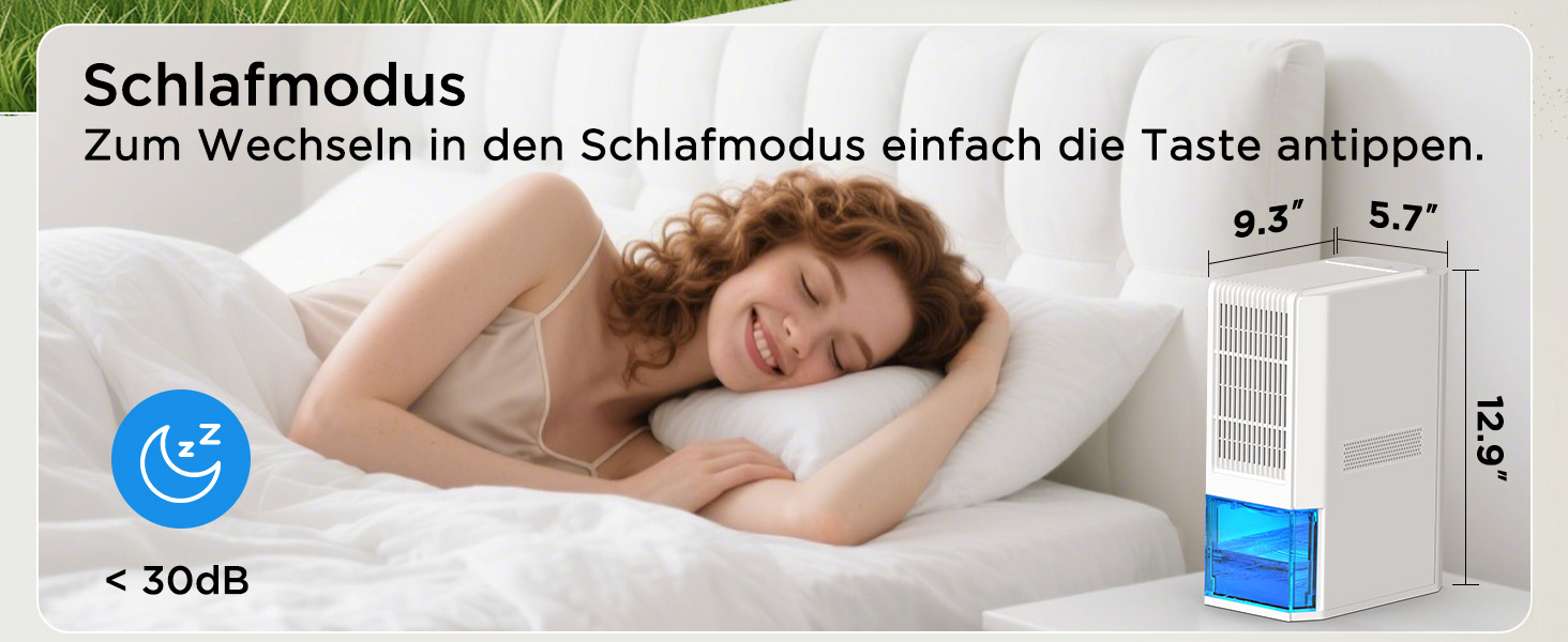 EasyAcc Електричний осушувач повітря 2000 мл, 1.3 л/день, для приміщень до 30 м², захист від цвілі та вологи, 270° циркуляція повітря, ефективне осушення при температурі нижче 15°C, для підвалу, ванної кімнати, шафи, кремово-білий