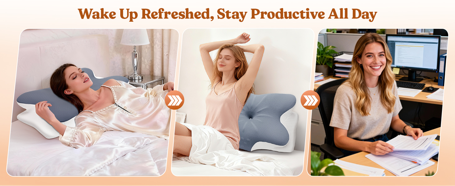 Подушка для шиї з піни Memory Foam: ортопедична подушка для сну на боці, спині та животі (Сіра)