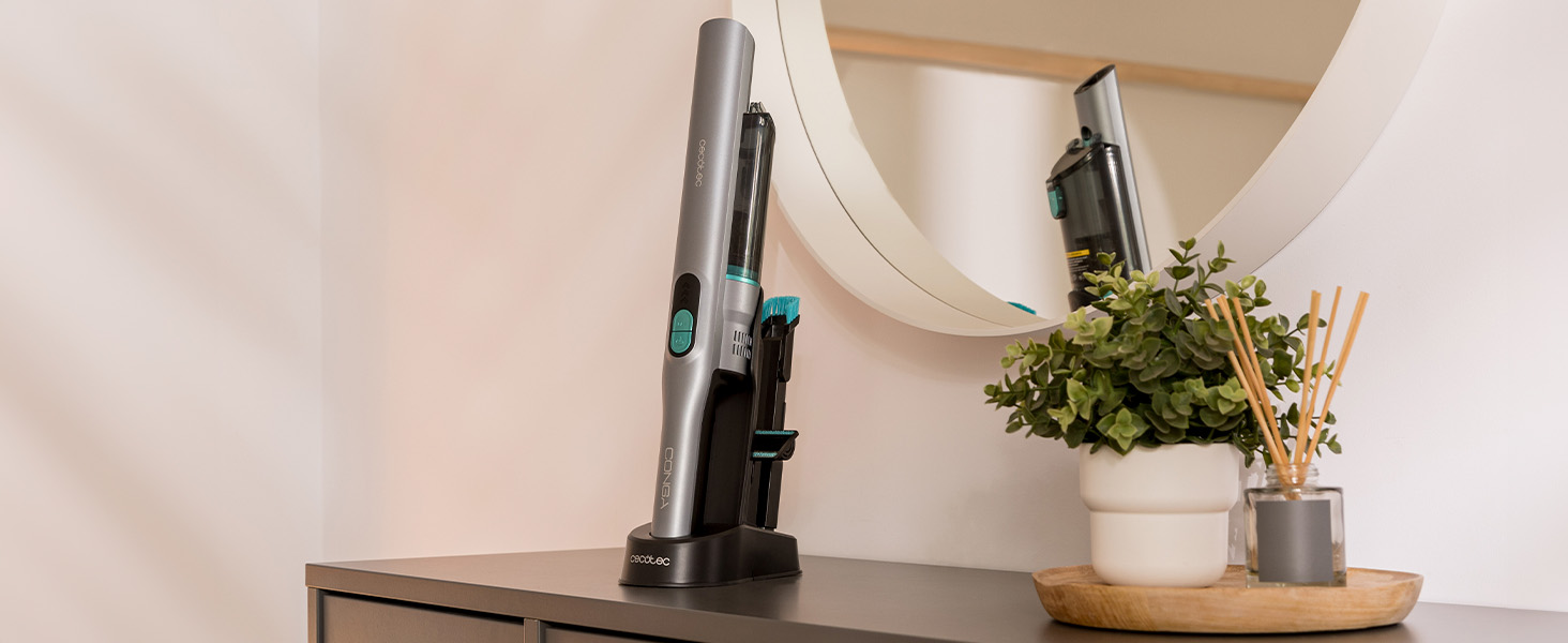 Ручний пилосос Cecotec Conga Rockstar: 210 Вт, цифровий, 20 кПа, до 40 хв роботи, 2 режими, насадки 2в1, для килимів та матраців, сірий (Micro+ Clean&Car)