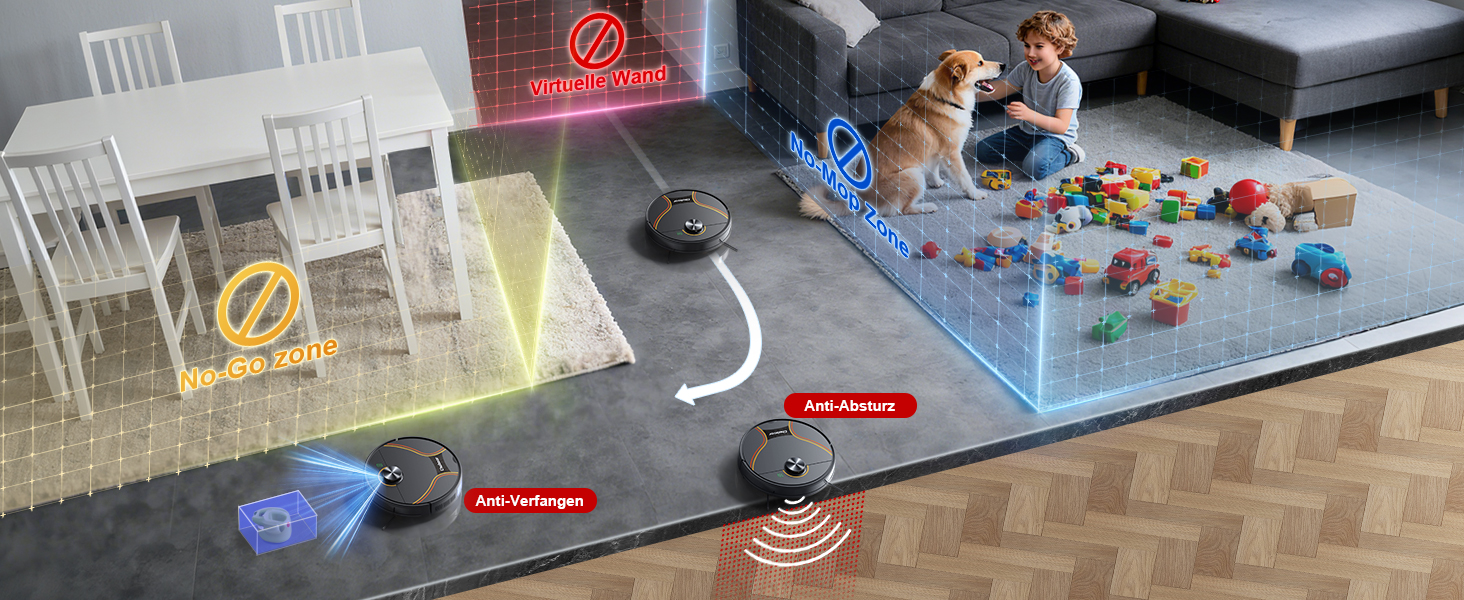 Робот-пилосос Chuboor з функцією миття 3 в 1, 6500Pa, LiDAR навігація, керування через додаток/WiFi/Alexa, автозарядка, 150 хв роботи, для шерсті тварин, килимів та твердих підлог, чорний